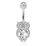 925 Silver Owl Navel Piercing Belly Button Ring Body Jewelry 6 8 10 MM