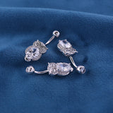 925 Silver Owl Navel Piercing Belly Button Ring Body Jewelry 6 8 10 MM