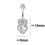 925 Silver Owl Navel Piercing Belly Button Ring Body Jewelry 6 8 10 MM