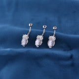 925 Silver Owl Navel Piercing Belly Button Ring Body Jewelry 6 8 10 MM