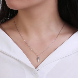 Real 925 Sterling Silver Oxidized Pendant Necklace for Women Feather
