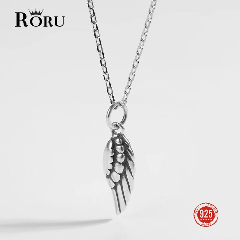 Real 925 Sterling Silver Oxidized Pendant Necklace for Women Feather