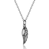 Real 925 Sterling Silver Oxidized Pendant Necklace for Women Feather