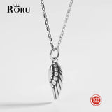 Real 925 Sterling Silver Oxidized Pendant Necklace for Women Feather