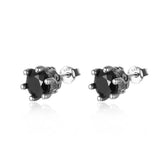 925 Silver Oxidized Stud Earrings Zircon Ear Jewelry Gift