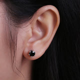 925 Silver Oxidized Stud Earrings Zircon Ear Jewelry Gift