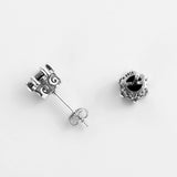 925 Silver Oxidized Stud Earrings Zircon Ear Jewelry Gift