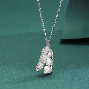 925 Silver Peanut Pearl Pendant Necklace Zircon Jewelry for Women
