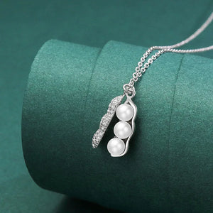 925 Silver Peanut Pearl Pendant Necklace Zircon Jewelry for Women