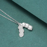 925 Sterling Silver Peanut Pearl Pendant Necklace Zircon Jewelry for Women