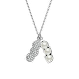 925 Sterling Silver Peanut Pearl Pendant Necklace Zircon Jewelry for Women