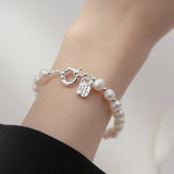 925 Sterling Silver Pearl Bracelet Women's Charm Jewelry