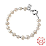 925 Sterling Silver Pearl Bracelet Women's Charm Jewelry