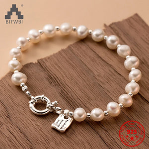 925 Sterling Silver Pearl Bracelet Women's Charm Jewelry