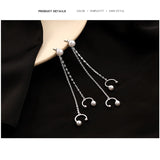 925 Silver Pearl Ear Cuff Double Layered Piercing Tassel Earrings Clip On