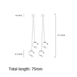 925 Silver Pearl Ear Cuff Double Layered Piercing Tassel Earrings Clip On