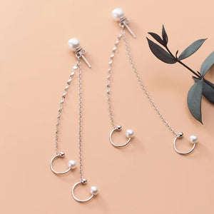 925 Silver Pearl Ear Cuffs Double Layered Wraps Earrings