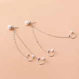 925 Silver Pearl Ear Cuffs Double Layered Wraps Earrings