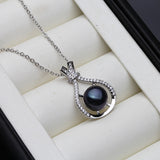 925 Silver Black Pearl Necklace Pendant for Women