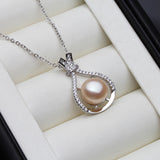 925 Silver Black Pearl Necklace Pendant for Women