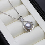 925 Silver Black Pearl Necklace Pendant for Women