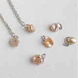 925 Silver Pearl Necklace Freshwater Water Ripple Chain Choker Jewelry