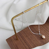 925 Silver Pearl Necklace Freshwater Water Ripple Chain Choker Jewelry