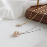 925 Silver Pearl Necklace Freshwater Water Ripple Chain Choker Jewelry