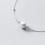 925 Sterling Silver Chain Bracelet with Pearls and Beads