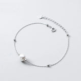 925 Sterling Silver Chain Bracelet with Pearls and Beads