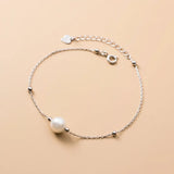 925 Sterling Silver Chain Bracelet with Pearls and Beads
