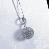 925 Sterling Silver Pendant Ball Necklace Zircon Choker Suspension Jewellery