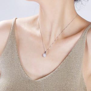 925 Sterling Silver Pendant Ball Necklace Zircon Choker Suspension Jewellery