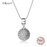 925 Sterling Silver Pendant Ball Necklace Zircon Choker Suspension Jewellery