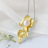 925 Silver Natural Freshwater Pearl Pendant 18k Plated Women Party Jewelry