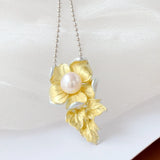 925 Silver Natural Freshwater Pearl Pendant 18k Plated Women Party Jewelry