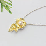 925 Silver Natural Freshwater Pearl Pendant 18k Plated Women Party Jewelry