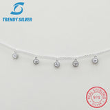 925 Silver Pendant Necklace Choker with CZ, Rose