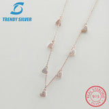 925 Silver Pendant Necklace Chain Choker CZ for Women Jewelry