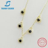 925 Silver Pendant Necklace Choker with CZ, Rose