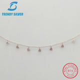 925 Silver Pendant Necklace Chain Choker CZ for Women Jewelry