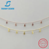 925 Silver Pendant Necklace Rose Cubic Zircon Choker Chain Women Jewelry