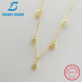 925 Silver Pendant Necklace Rose Cubic Zircon Choker Chain Women Jewelry