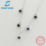 925 Silver Pendant Necklace Choker with CZ, Rose