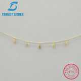 925 Silver Pendant Necklace Rose Cubic Zircon Choker Chain Women Jewelry