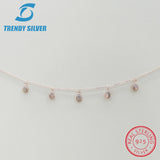 Real 925 Sterling Silver Pendant Necklace Chain Choker Cubic Zircon for Women