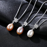 925 Silver Pearl Pendant Necklace Natural Freshwater Pearl Jewelry Women