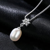 925 Silver Pearl Pendant Necklace Natural Freshwater Pearl Jewelry Women