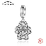 925 Silver Pet Footprint Zircon Beads for Bracelet Necklace