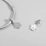 925 Silver Pet Footprint Zircon Beads for Bracelet Necklace